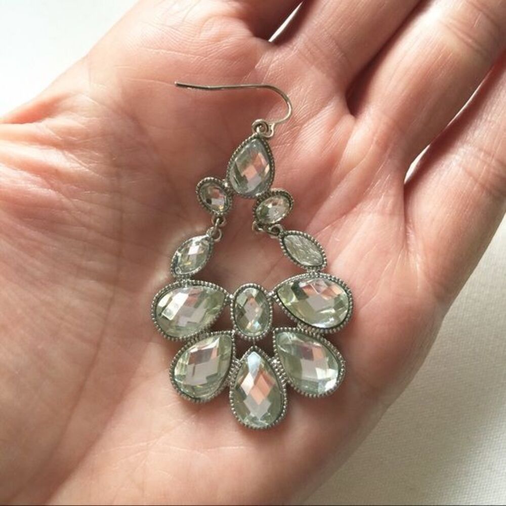 Clear acrylic faceted chandelier‎ earrings